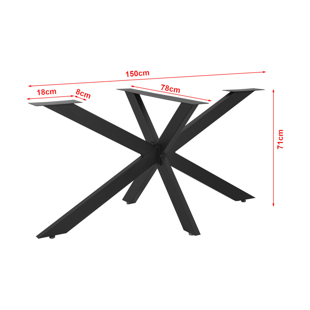 TISCHGESTELL Oberau - Schwarz, Metall (150/71/78cm) - [en.casa]