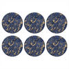 GLASUNTERSETZER 6er-Set Rund Blau - Gold - Muster - Marmor 10x10 cm - Dunkelblau, Naturmaterialien (10/0.2cm) - MuchoWow