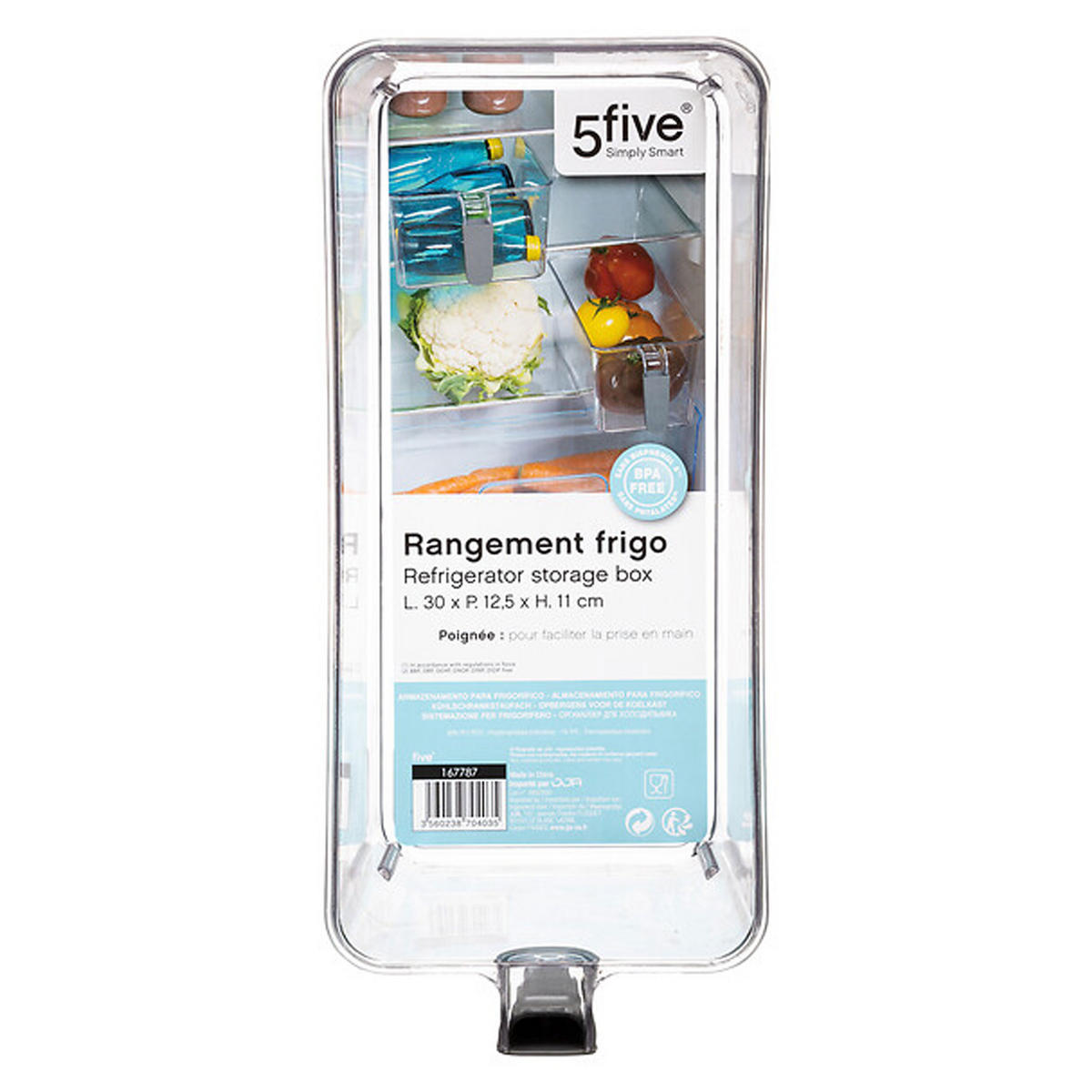 KÜHLSCHRANK-AUFBEWAHRUNGSBOX S mit Henkel, PET-Kunststoff, Gummi, Transparent - Transparent, Kunststoff (12.5/11/27.5cm) - 5five Simply Smart