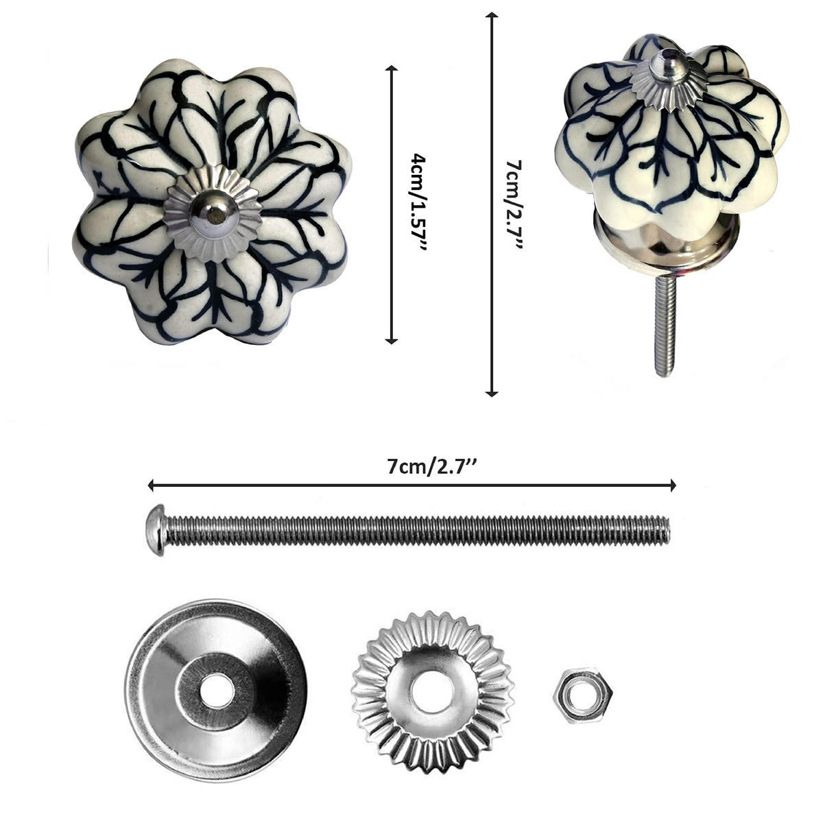 KERAMIKKNÖPFEN Set mit 20 mit verschiedenen floralen Vintage-Motiven 40 mm Durchmesser. - Beige, Keramik (4/4/6.9cm) - Nacnic