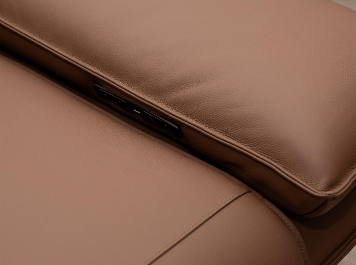 ECKSOFA Modulares Relax-Ecksofa aus braunem Leder 321/241/90 cm - Schwarz/Braun, Leder/Metall (321/241cm) - ANGEL CERDA