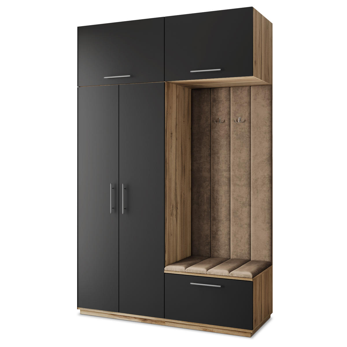 GARDEROBENSCHRANK REMA 150/240/60 cm Modern Garderobe-Set Eiche Wotan - Beige/Eiche Wotan, Holzwerkstoff (150/240/60cm) - MASSENO