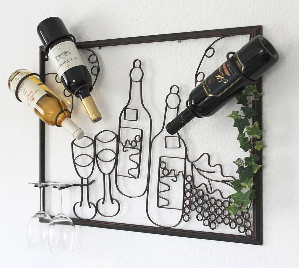 WEINREGAL für die Wand aus Metall 64 cm 91975 - Braun, Metall (64/45/10cm) - DanDiBo