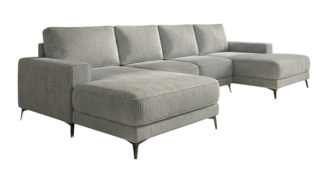 ECKSOFA VALTOR 320 cm x 185 cm – Stoff: ZOOM 20 Farbe: Grau - Grau, Textil (320/185cm) - A&J MöbelLand