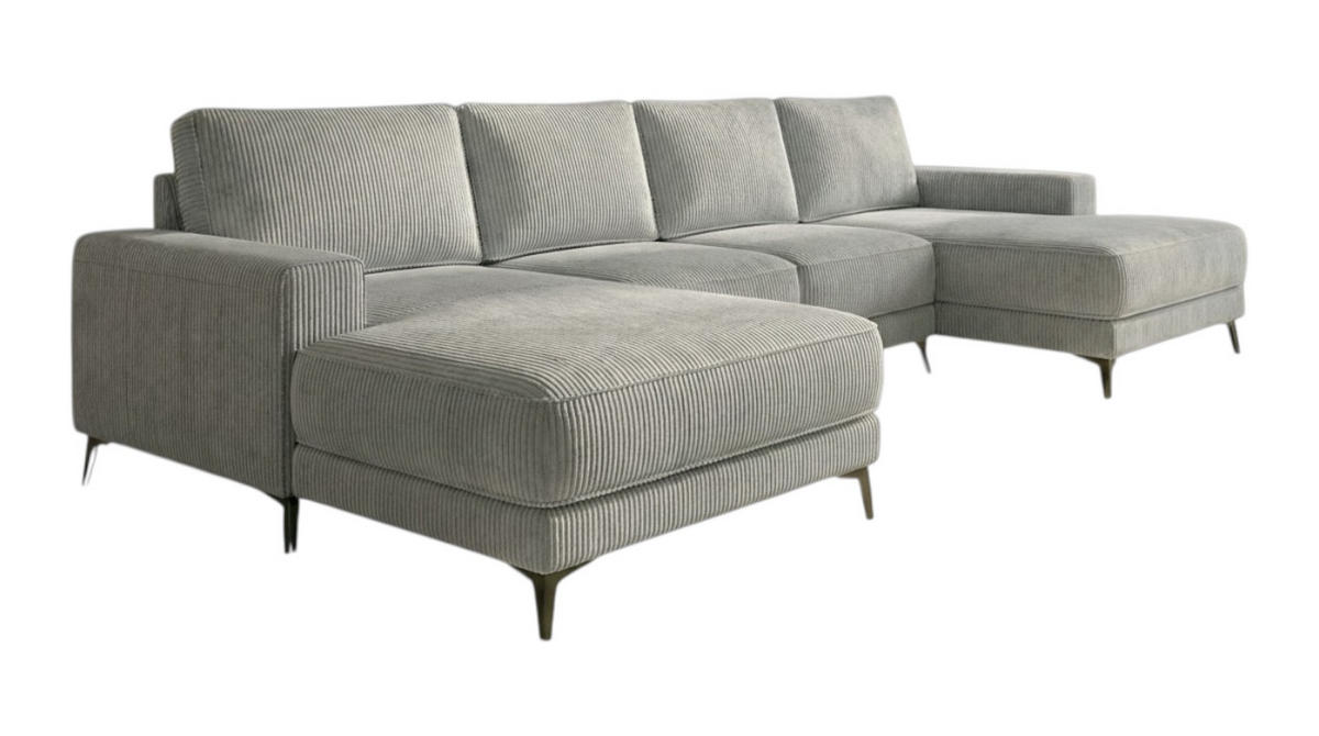 ECKSOFA VALTOR 320 cm x 185 cm – Stoff: ZOOM 20 Farbe: Grau - Grau, Textil (320/185cm) - A&J MöbelLand