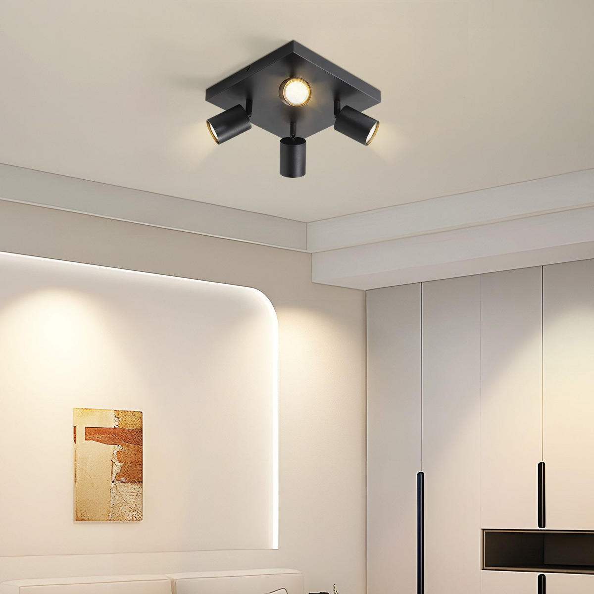 STRAHLER Baunach 4-flammig 25/25/14.4 cm - Schwarz, Metall (25/25/14.4cm) - Nettlife