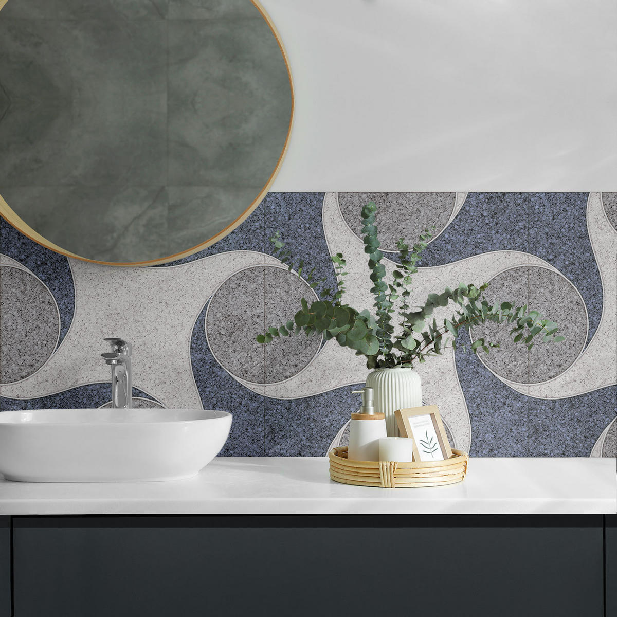 WANDPANEEL 4x 50x50 cm selbstklebend Granitia - Greige, Kunststoff (50/1.6/50cm) - Wallfluent