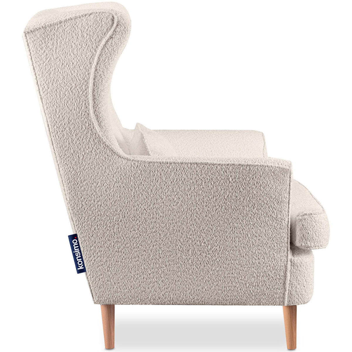 OHRENSESSEL STRALIS inklusive dekorativem Kissen, Ecru - Ecru, Textil (82/108/80cm) - KONSIMO®
