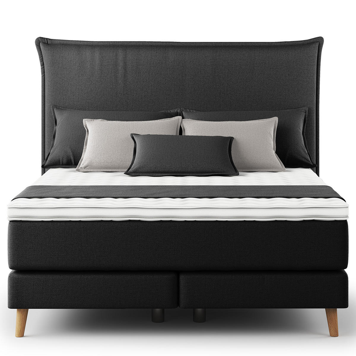 BOXSPRINGBETT - Klassisch - Schwarz, Holz (140/200cm) - home24