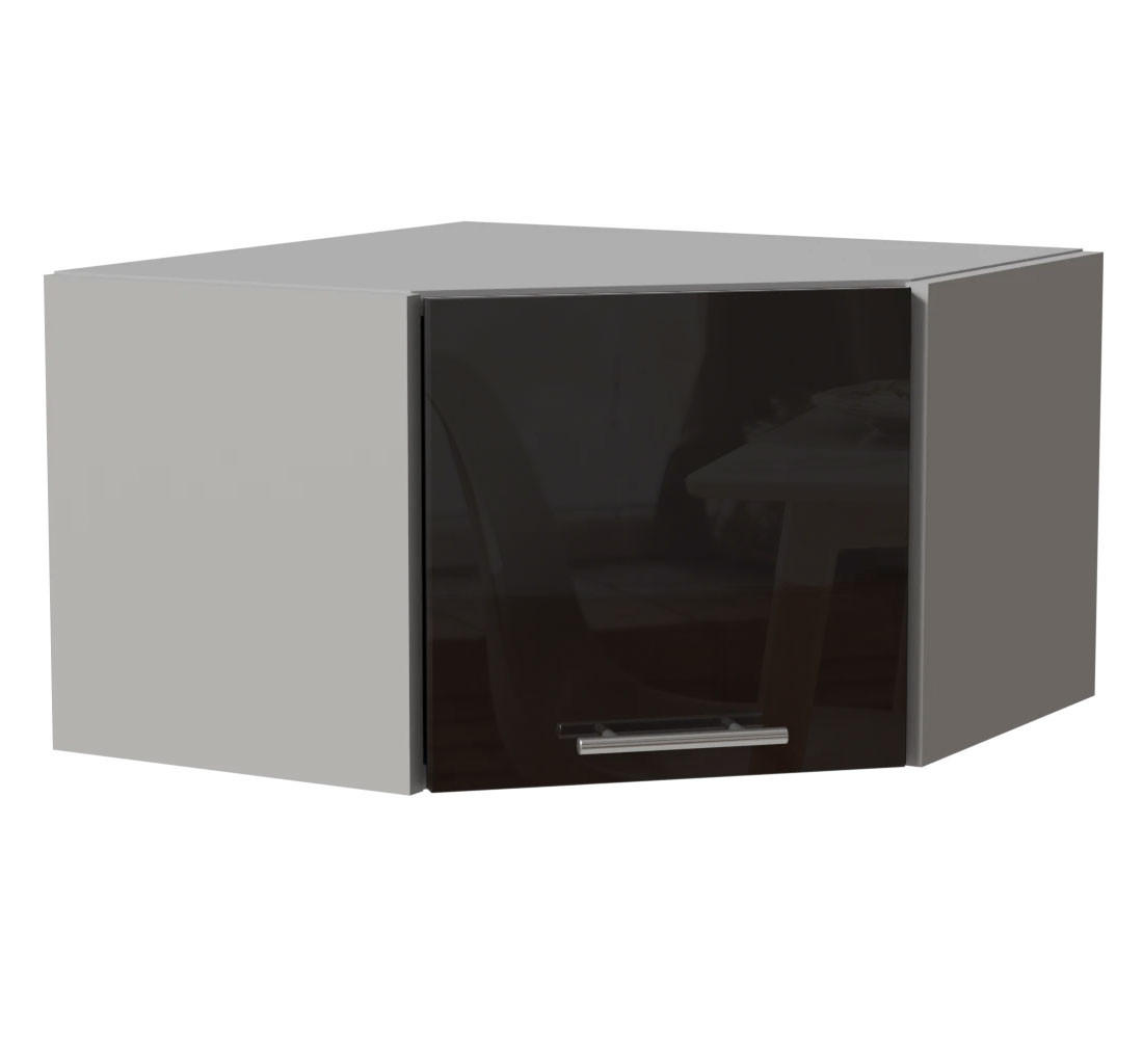 Feldmann-Wohnen Eckhängeschrank Schwarz Hochglanz, Grau 60x36x60 cm
