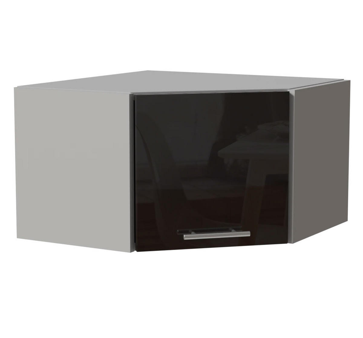 ECKHÄNGESCHRANK Essen W10/60/36 Schwarz Hochglanz / Grau Matt 60 / 60 / 36cm - Schwarz Hochglanz/Schwarz, Holz/Holzwerkstoff (60/36/60cm) - Feldmann-Wohnen