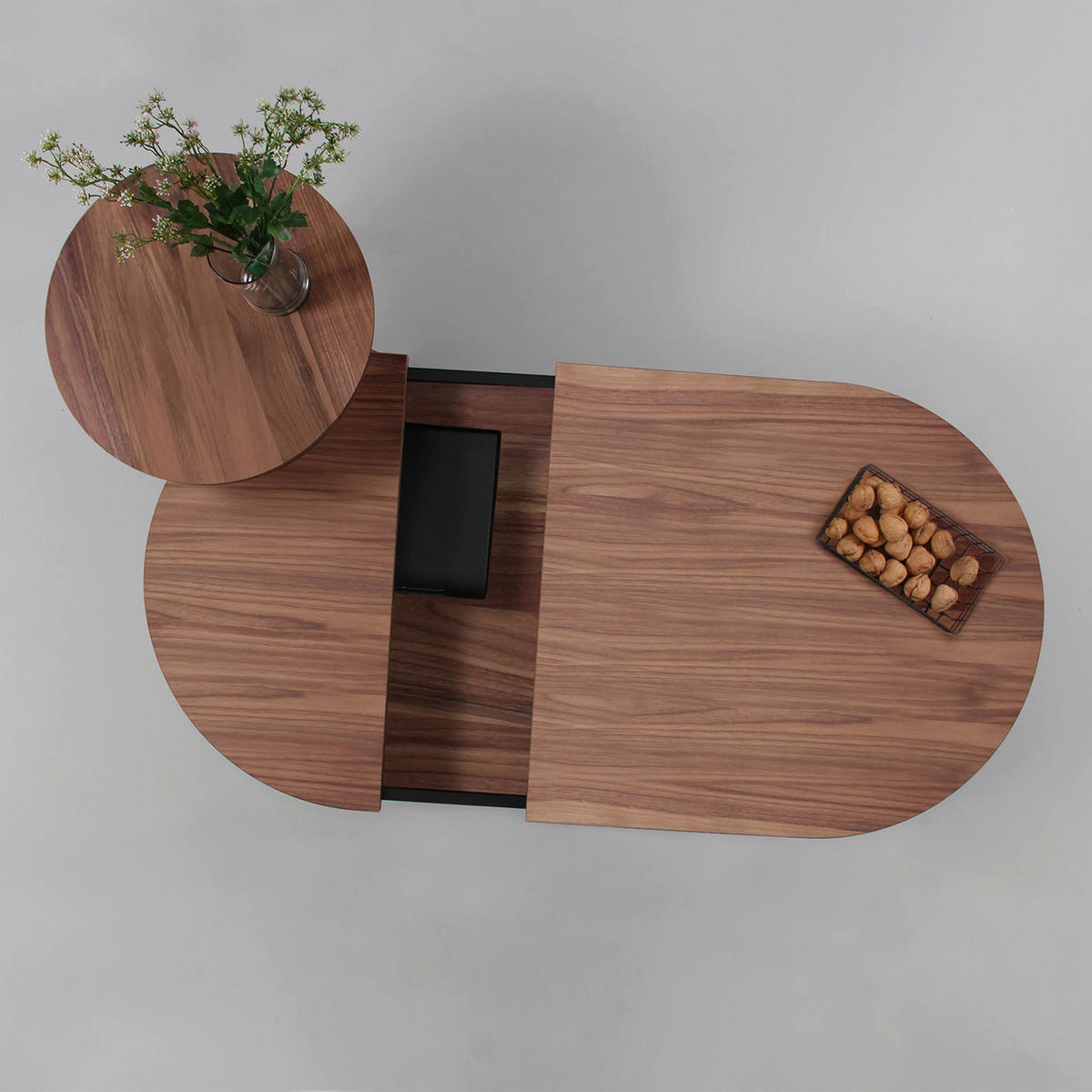 COUCHTISCH Batea L - Walnussfarben/Schwarz, Holz (60/100/35cm) - Woodendot