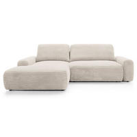 ECKSOFA Alferia Creme mit Cordbezug - Creme/Schwarz, Holzwerkstoff/Kunststoff (264/162cm) - Selsey