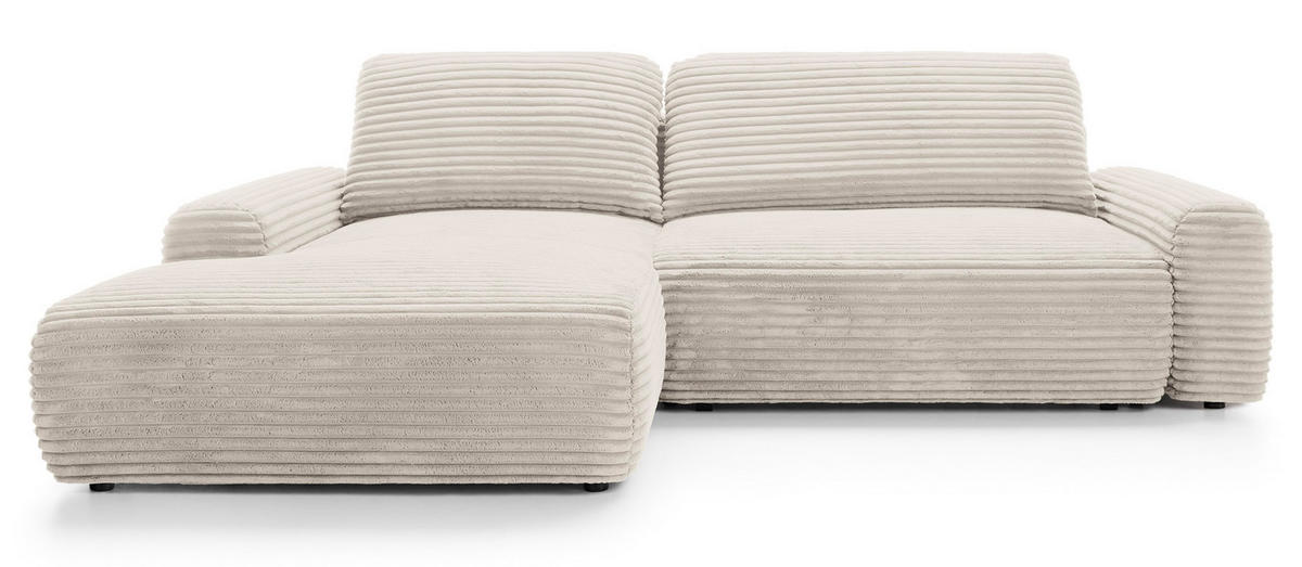 ECKSOFA Alferia Creme mit Cordbezug - Creme/Schwarz, Holzwerkstoff/Kunststoff (264/162cm) - Selsey