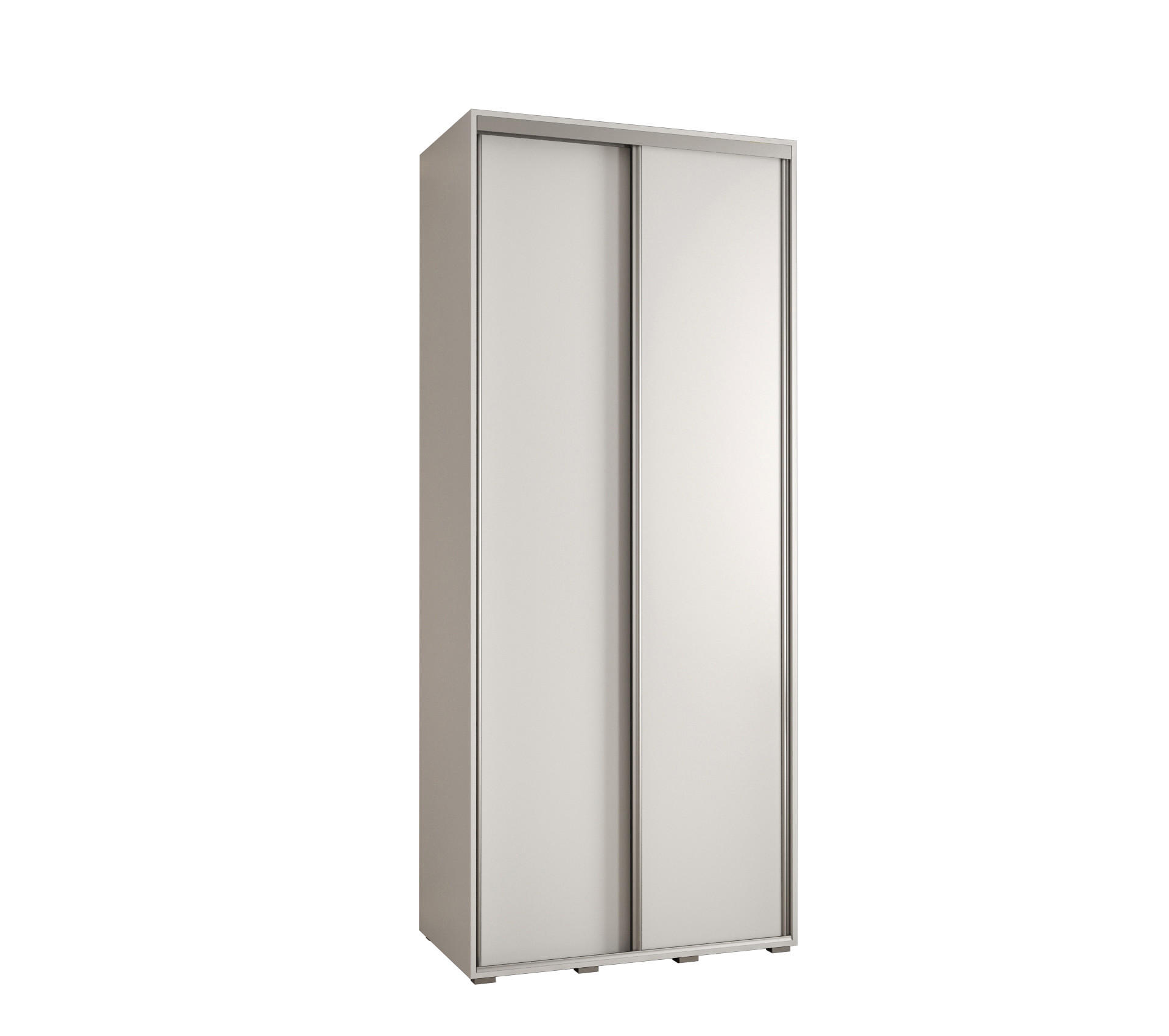 Abiks Möbel Schwebetürenschrank Weiß, Weiß, Silber 110x235x60 cm