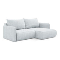 ECKSOFA mit Schlaffunktion Chenille Stoff Blau - Blau/Schwarz, Kunststoff/Textil (207/148cm) - Makamii