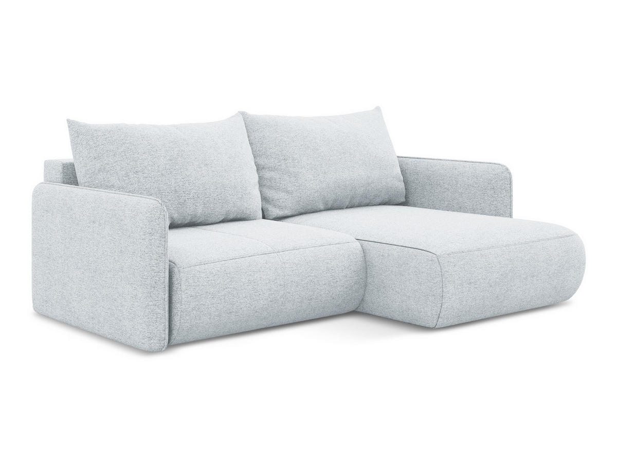 ECKSOFA mit Schlaffunktion Chenille Stoff Blau - Blau/Schwarz, Kunststoff/Textil (207/148cm) - Makamii