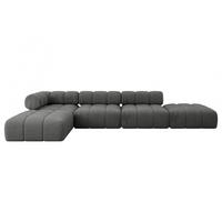 ECKSOFA modulares Sofa Kerru-L2 - 380x190x70 cm Dunkelgrau Velours - Dunkelgrau, Holzwerkstoff/Textil (380/190cm) - ALTDECOR