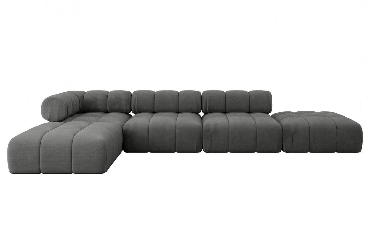 ECKSOFA modulares Sofa Kerru-L2 - 380x190x70 cm Dunkelgrau Velours - Dunkelgrau, Holzwerkstoff/Textil (380/190cm) - ALTDECOR