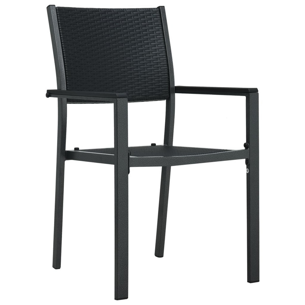 GARTENSTÜHLE 4 Stk. Schwarz Kunststoff Rattan-Optik - Schwarz, Kunststoff (58.5/88.5/53.5cm) - furnicato