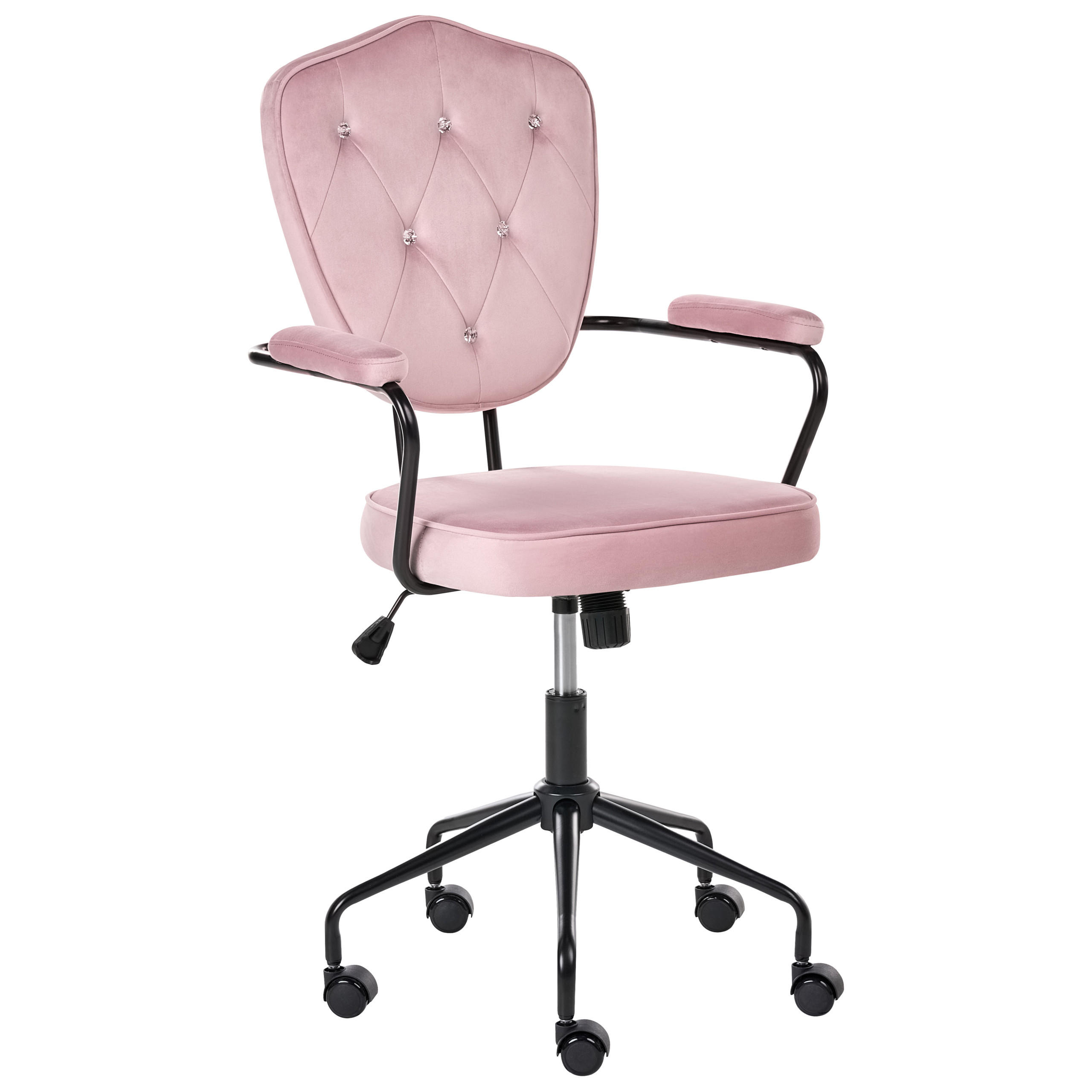 SCHREIBTISCHSTUHL Samtstoff Pastellrosa Velisse - Pink, Textil (55/98/55cm) - Beliani