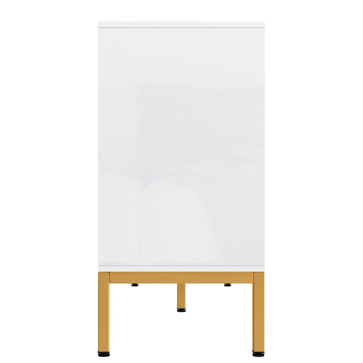 BOČNÍ skříň 140/40/80 cm bílá z MDF a dřevotřísky s lesklým povrchem a zlatými nohami - bílá, kompozitní dřevo (140/80/40cm) - OKWISH