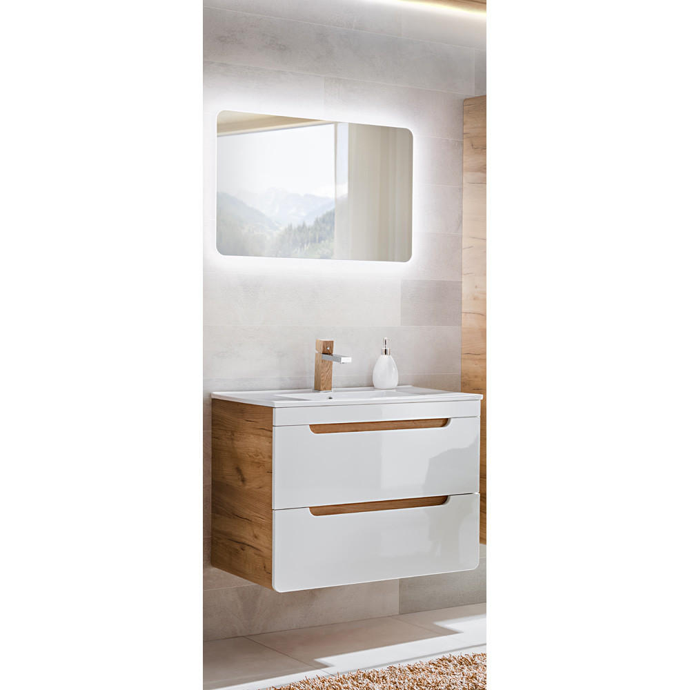 Lomado Badmöbel-Set Weiß 81x200x46 cm