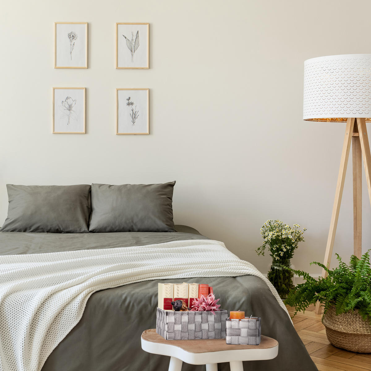 4TLG.AUFBEWAHRUNGSKORB-SET - Grau, Kunststoff/Metall (23/10.5/23cm) - Relaxdays