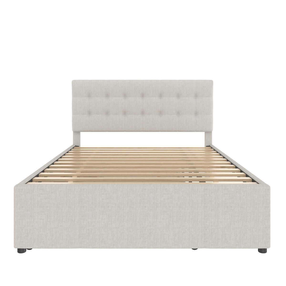 POLSTERBETT 140x200 Doppelbett mit Schubladen Ausziehbett Gästebett - Beige, Holzwerkstoff - Gisaae