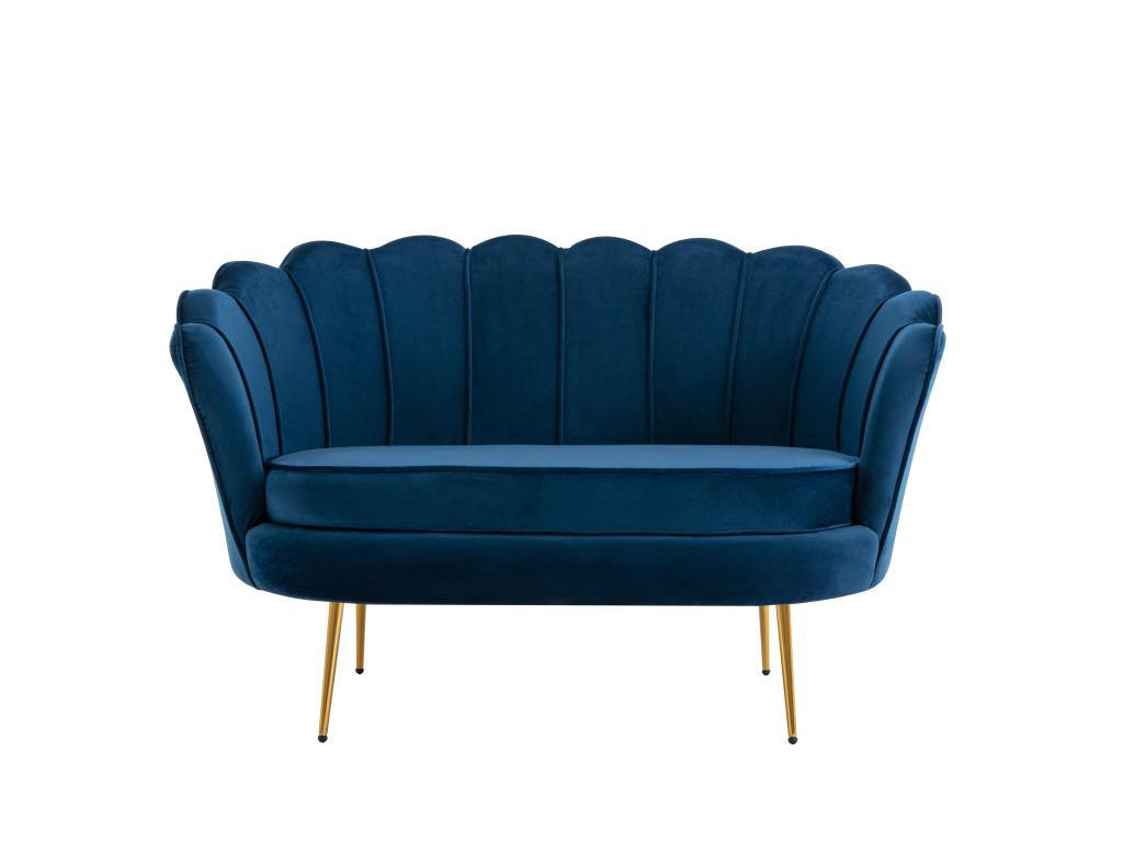 MUSCHELSOFA 2-Sitzer - Samt - Dunkelblau - DANDELION - Blau, Textil (73/78/124cm) - Pascal Morabito