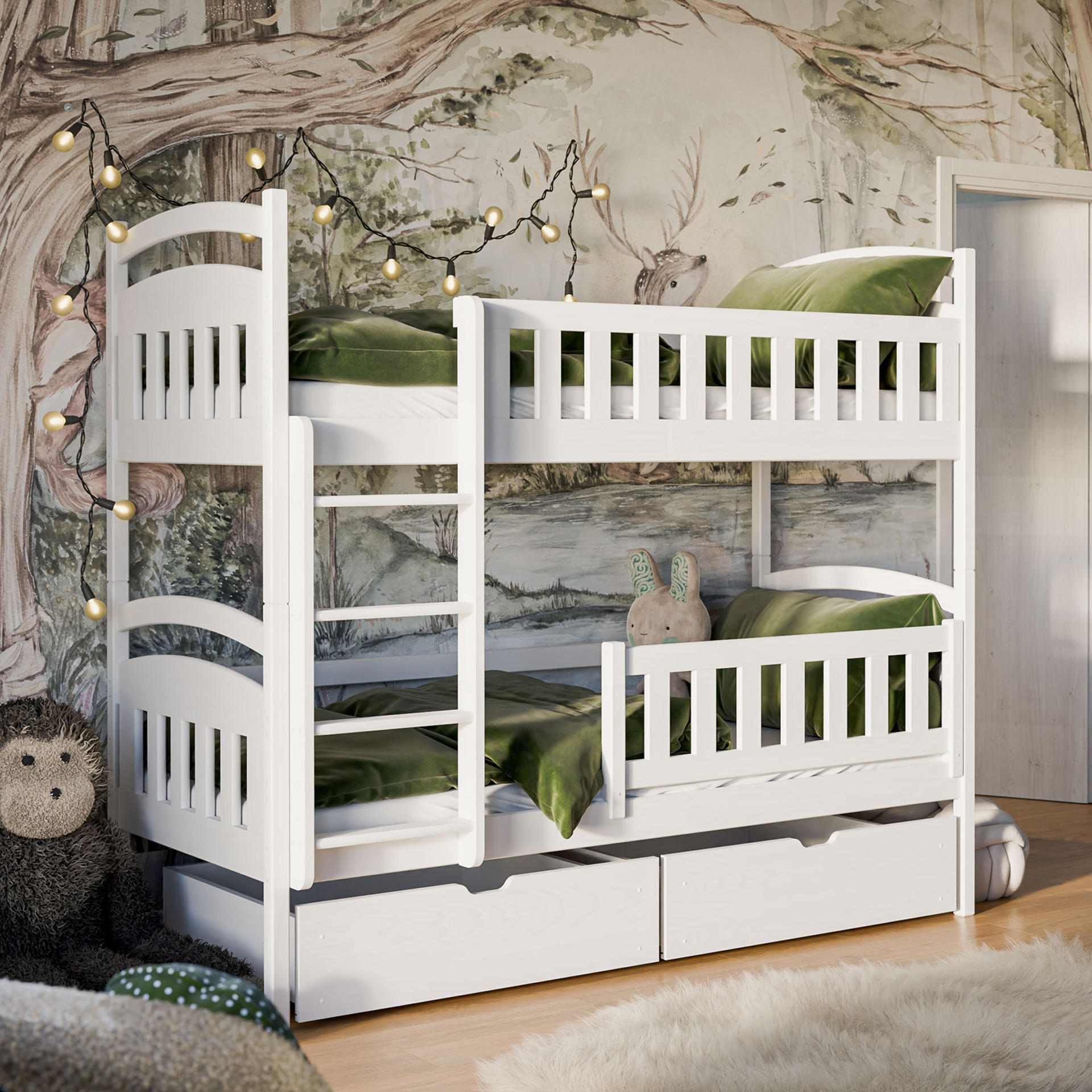 ETAGENBETT 90x200 cm mit 2 Schubladen in weiß - Weiß, Holz (90/200cm) - Kids Collective