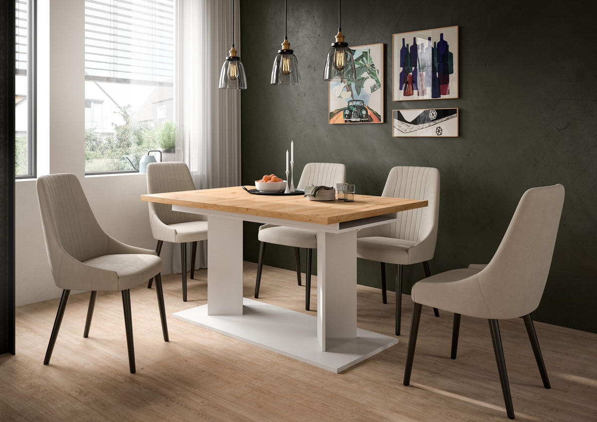 ESSTISCH Gunnar (B/H/T: ca. 220/76/100 cm) in weiß/Artisan Eiche Nachbildung - Weiß, Holzwerkstoff (100/220/76cm)
