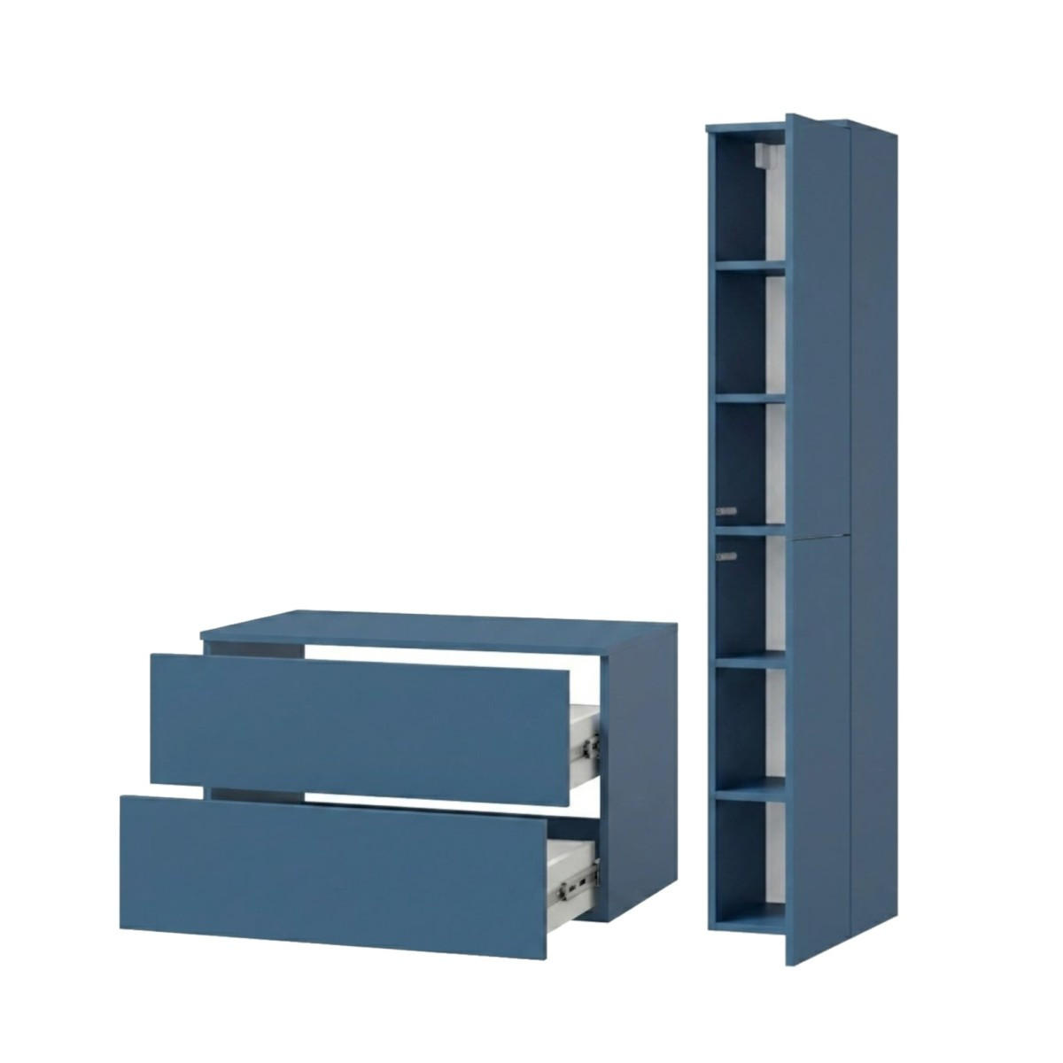BADMÖBEL-SET Color Meeresblau 2-Teilig (2S 80 + 2D 160) - Dunkelblau, Holzwerkstoff (110/160/45cm) - mzm24