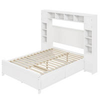 STAURAUMBETT 140x200 cm Weiß mit 4 Schubladen, Stauschrank und Lattenrost - Weiß, Holzwerkstoff (140/200cm) - Modfu
