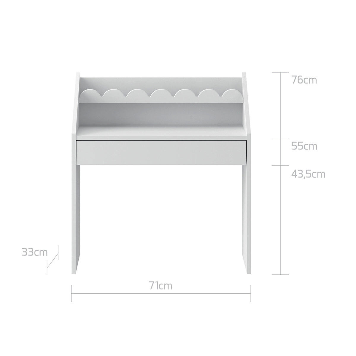 PISAĆI STOL Book Nook Bijeli - bijela, drvni materijal (71/76/33cm) - Petits-meubles