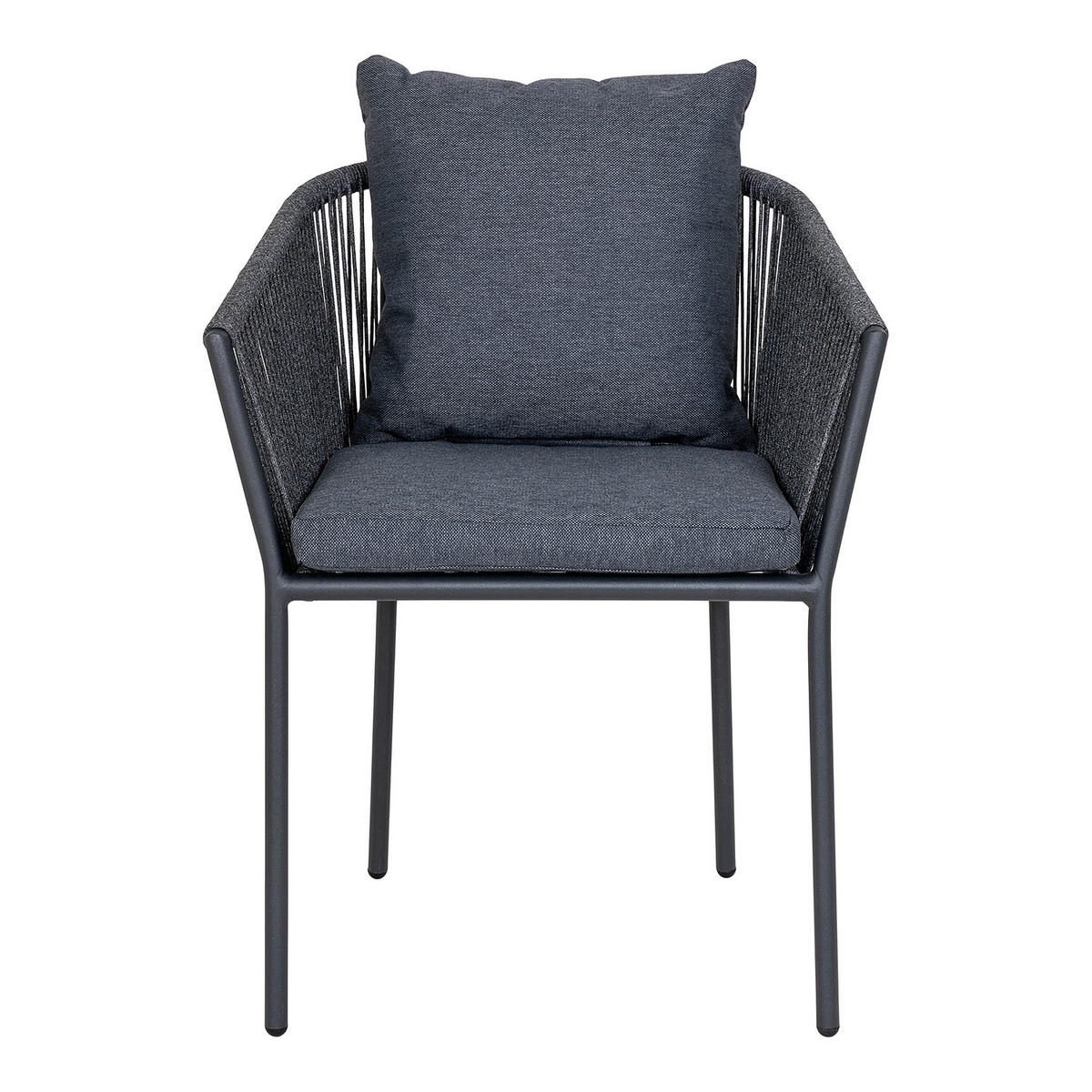 GARTENSTUHL - 4er-Set - Schwarz - Grau - Polyester - Aluminium - 59 x 78 x 62 cm - Schwarz/Grau, Textil/Metall (59/78/62cm) - home24