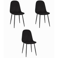 ESSZIMMERSTUHL 3-er Set COMO schwarzer Sitz, schwarze Beine - Schwarz, Textil (44.5/87.5/50.5cm) - Valora