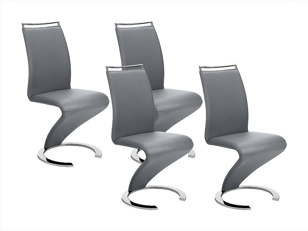 STUHL - 61cm x 49cm - Kunstleder - grau - TWIZY - Grau, Leder (61/100/49cm) - Vente-Unique