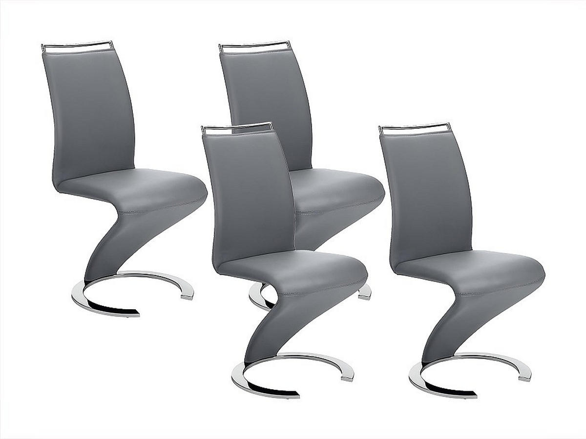 STUHL - 61cm x 49cm - Kunstleder - grau - TWIZY - Grau, Leder (61/100/49cm) - Vente-Unique