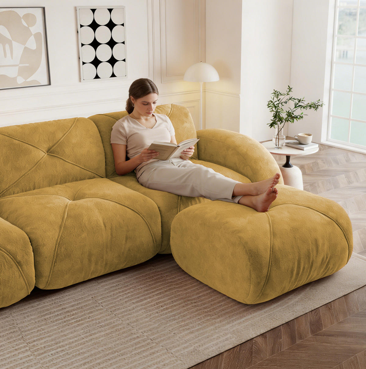 SOFA modular Chenille Gelb - Gelb, Kunststoff (171/204cm) - Meubliv