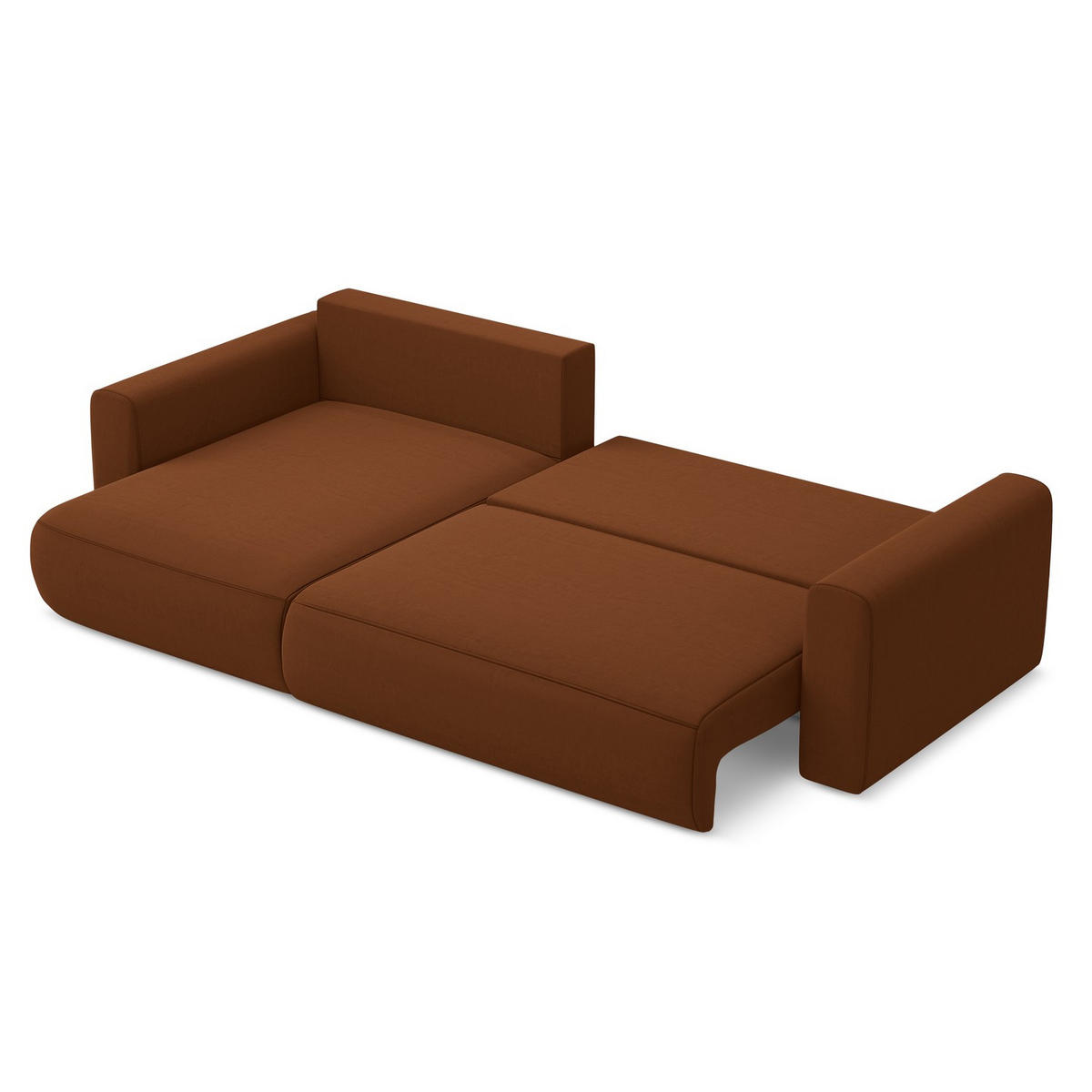 ECKSOFA mit Schlaffunktion Samt Stoff Orange - Terracotta/Schwarz, Kunststoff/Textil (149/278cm) - LaMiaSofa