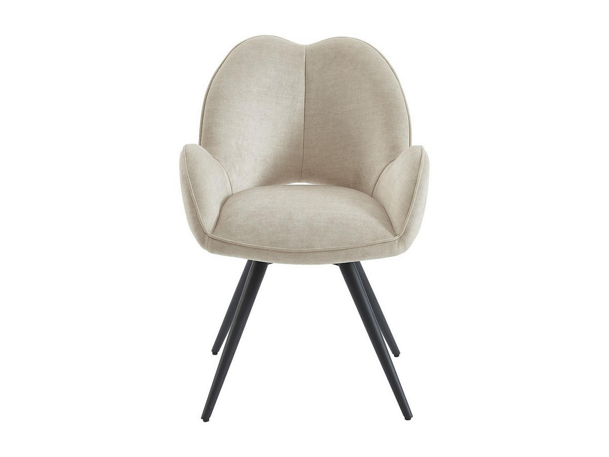 DREHSTUHL mit Armlehnen 6er-Set - Stoff & schwarzes Metall - Beige - GULSUN - Beige, Textil (60/86/66cm) - Vente-Unique