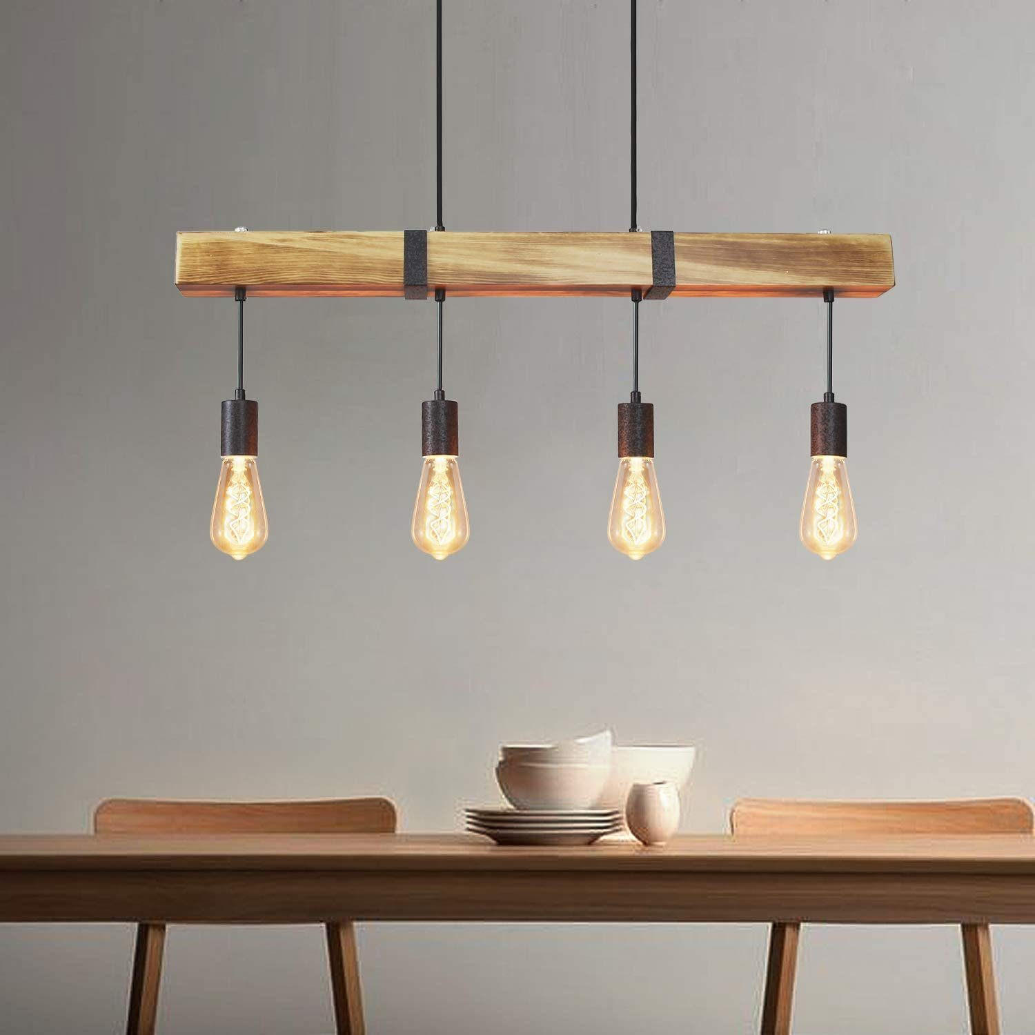HÄNGELEUCHTE Claudia 4-flammig 80/6/6 cm - Braun, Holzwerkstoff (80/6/6cm) - Nettlife