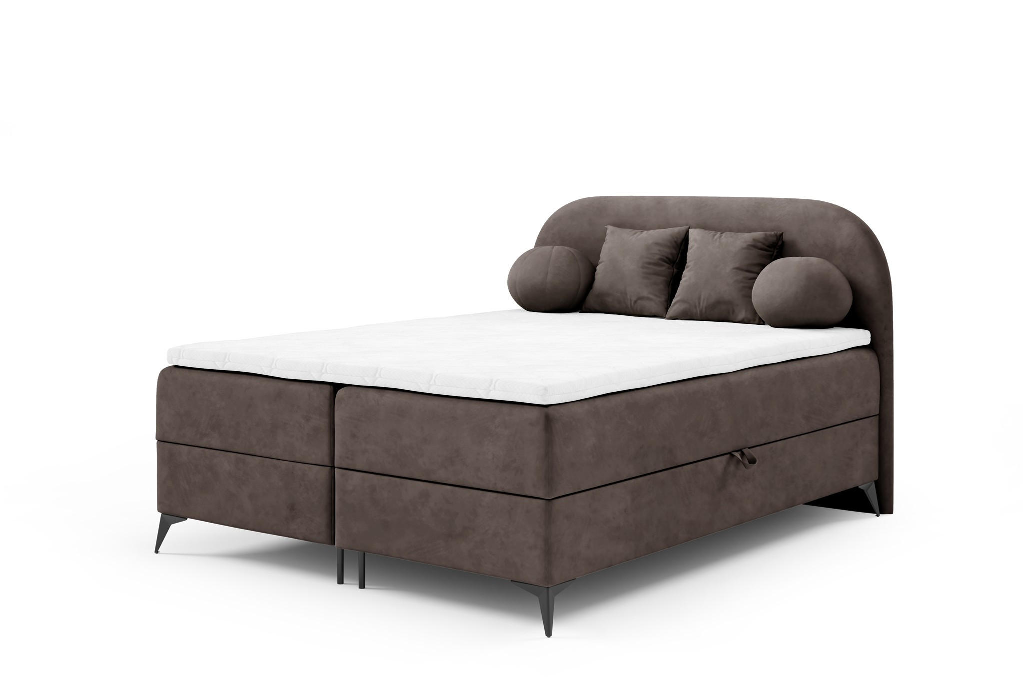 BOXBETT Gorgia In Stoff Jasmin - Dunkelbraun, Holzwerkstoff/Textil (140/200cm) - Fun Möbel