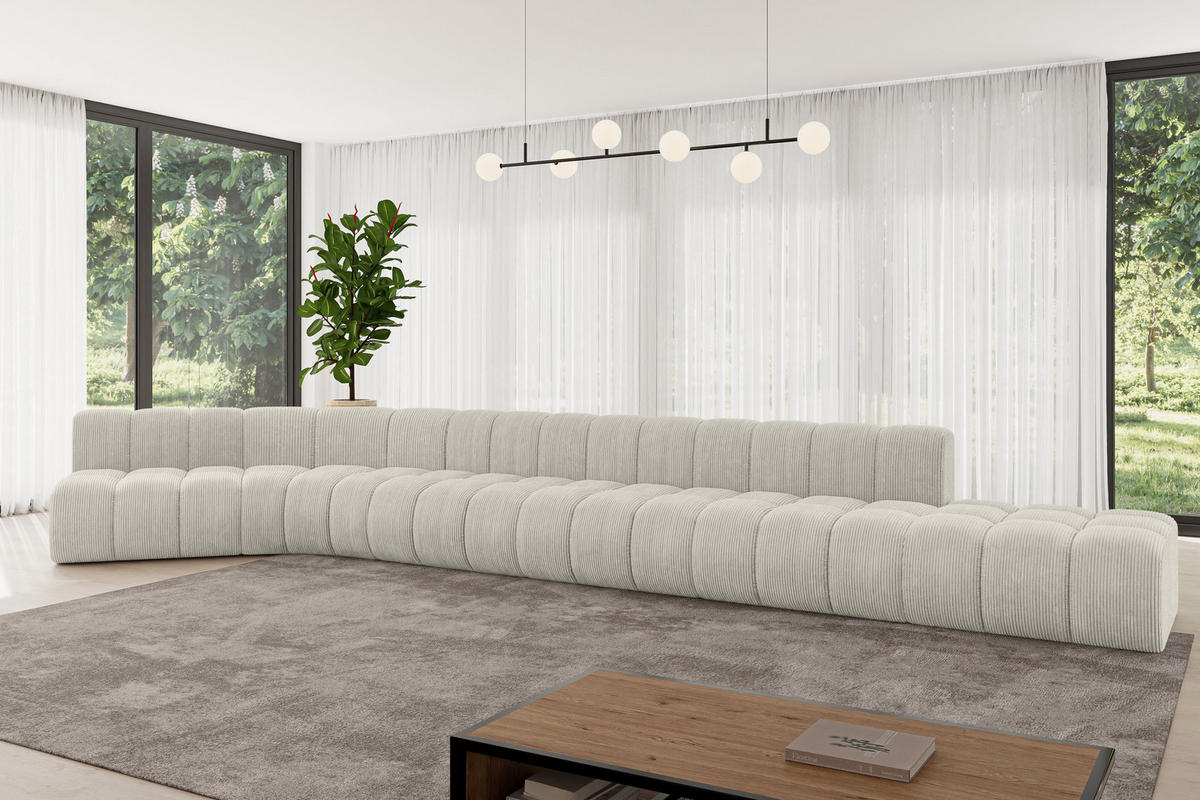 ECKSOFA modulares Sofa Brilo-L3 - 562x174x70 cm Creme - Hellgrau/Creme, Holzwerkstoff/Textil (562/174cm) - ALTDECOR