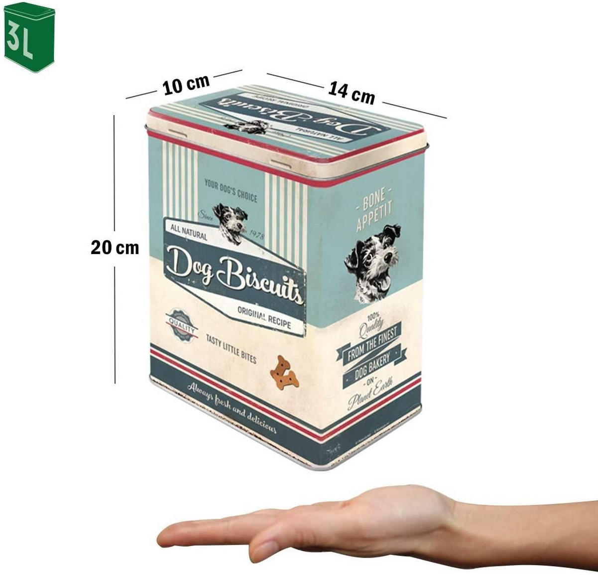 VORRATSDOSE L PfotenSchild Dog Biscuits - Multicolor, Metall (14/20/10cm) - Nostalgic-Art