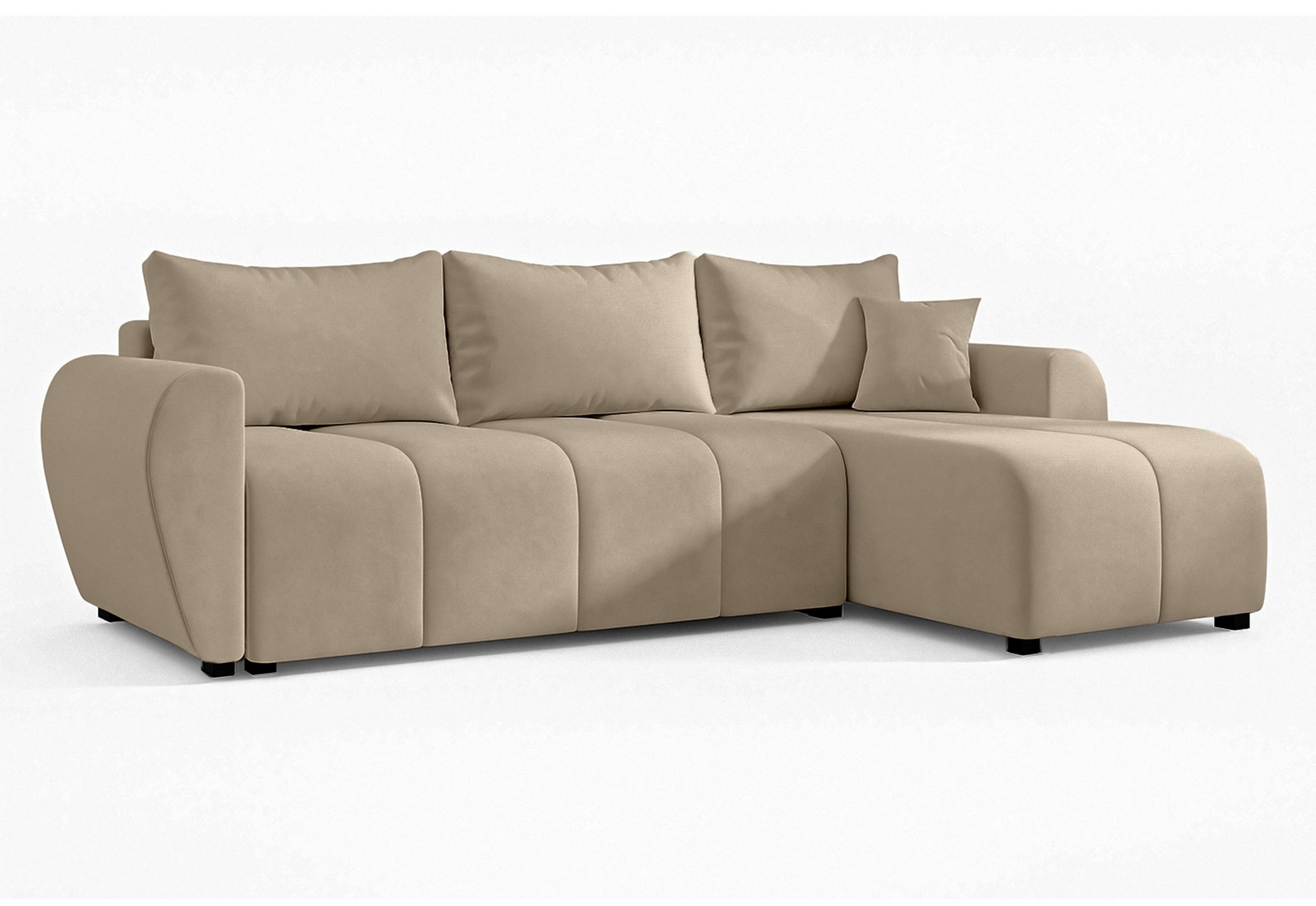 ECKSOFA L Form Malatya Hellbraun 246/145/82 cm stilvolle mit Schlaffunktion R - Hellbraun/Schwarz, Kunststoff/Textil (246/145cm) - AX Living