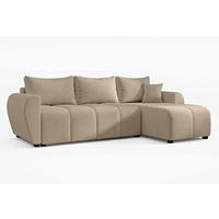ECKSOFA L Form Malatya Hellbraun 246/145/82 cm stilvolle mit Schlaffunktion R - Hellbraun/Schwarz, Kunststoff/Textil (246/145cm) - AX Living