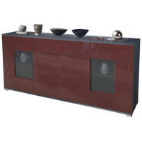 SIDEBOARD Grömitz Bordeaux Hochglanz - Bordeaux, Holzwerkstoff (166.5/75.5/35cm) - Vladon
