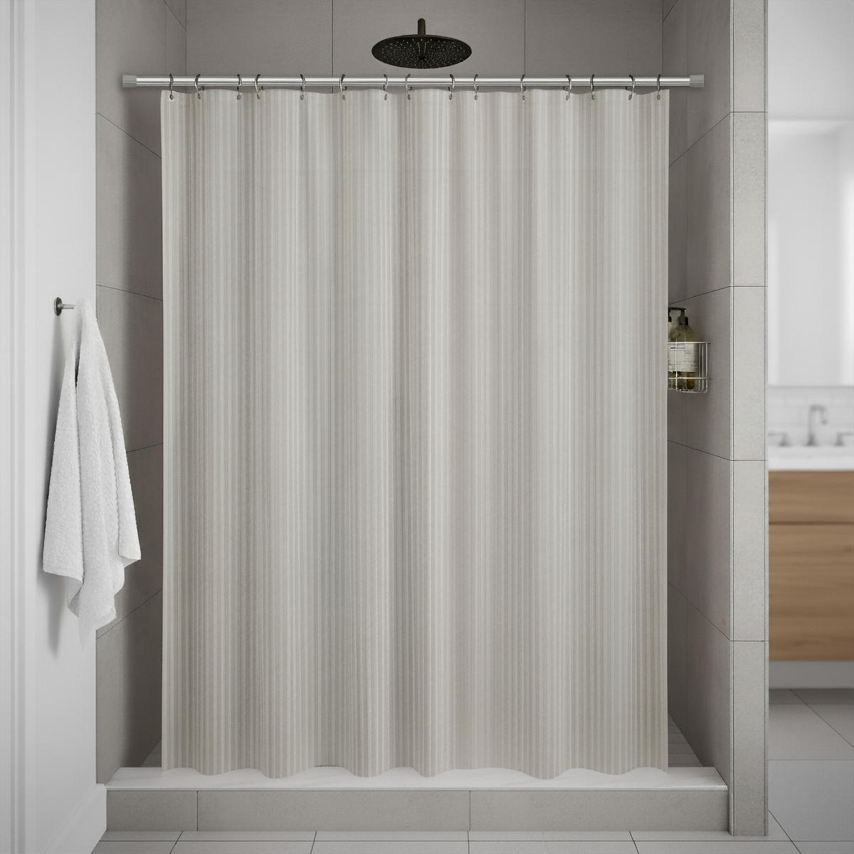 SPANNSTANGE/DUSCHVORHANGSTANGE Serrofix 80-130 cm, 26/23 mm Ø Silbergrau - Alufarben, Kunststoff/Metall (130cm) - INTERDECO